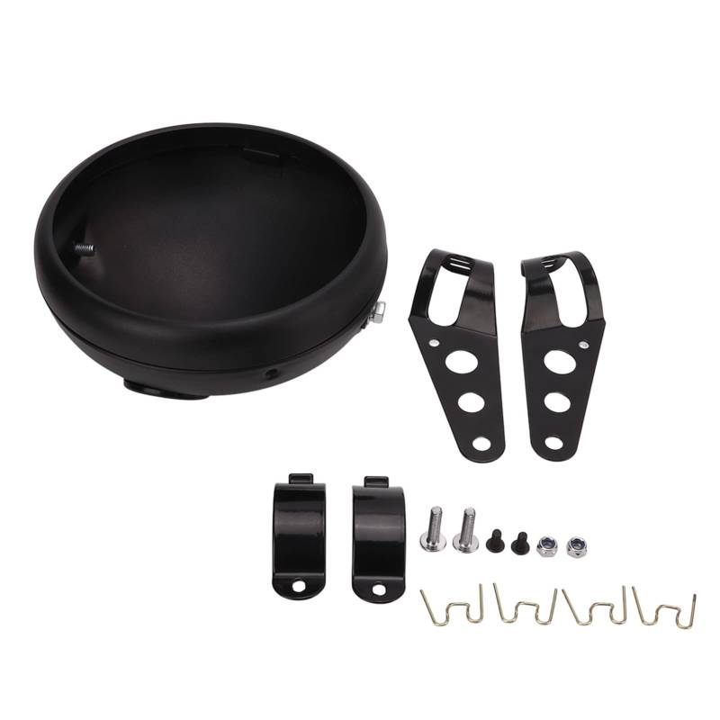 Akozon Motorrad Scheinwerfergehäuse, 7 Zoll Universelle Halterung für Motorrad-Frontscheinwerfer für LED-Scheinwerfer 38‑51 Mm Gabelrohre von Akozon