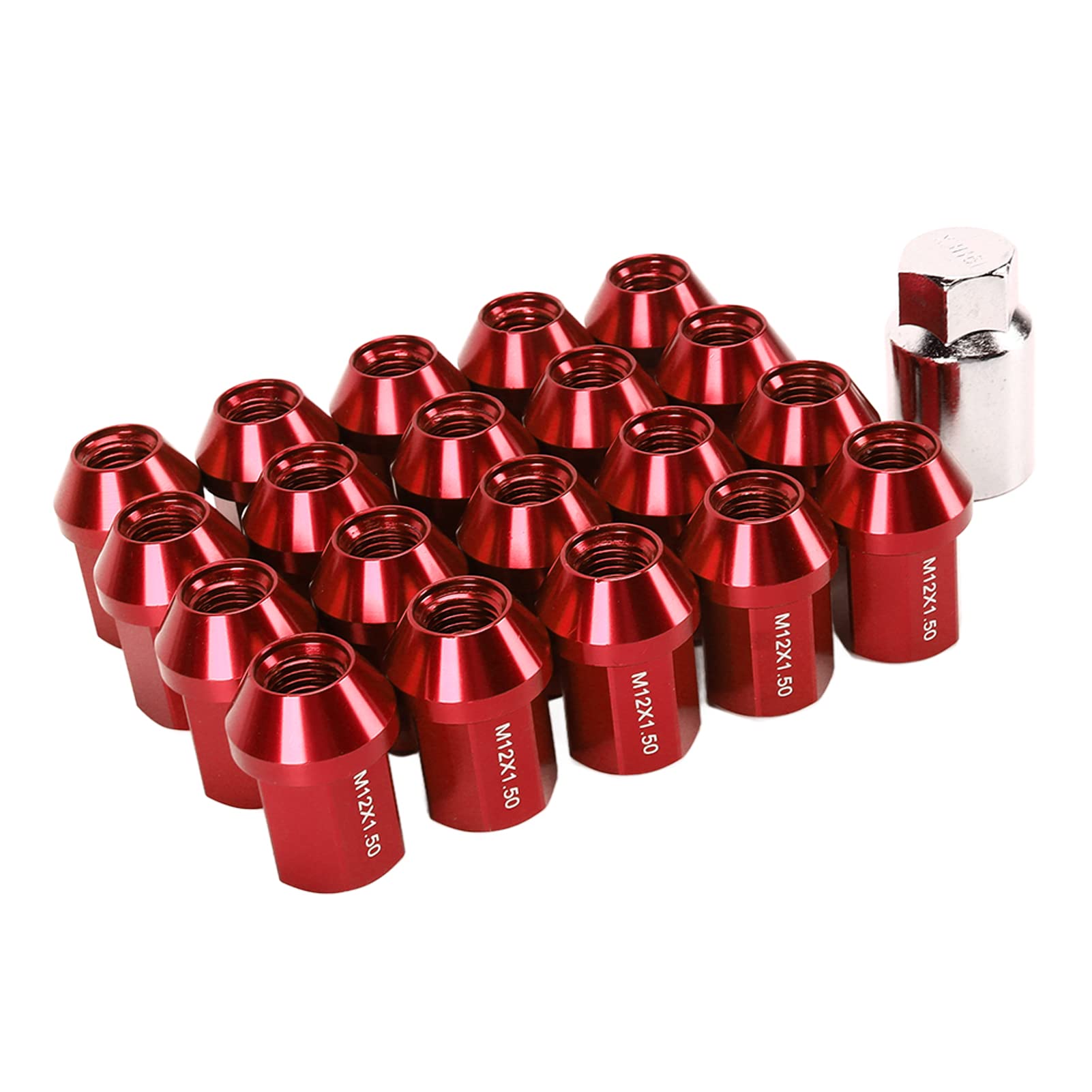 Akozon Radmuttern, 20 Stück M12x1,5 Radmuttern 35mm 6061 Aluminiumlegierung Geschlossenes Ende Ersatz für Camaro 1983-2002(rot) von Akozon