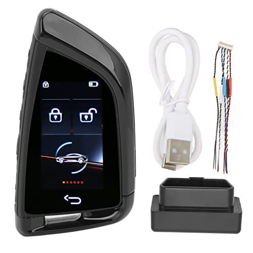 Akozon Smart Remote Autoschlüssel, LCD-Bildschirm Smart LCD Key 5.0 Keyless Entry Auto Lock Schlüsselanhänger für One Click Start Car (Schwarz) von Akozon