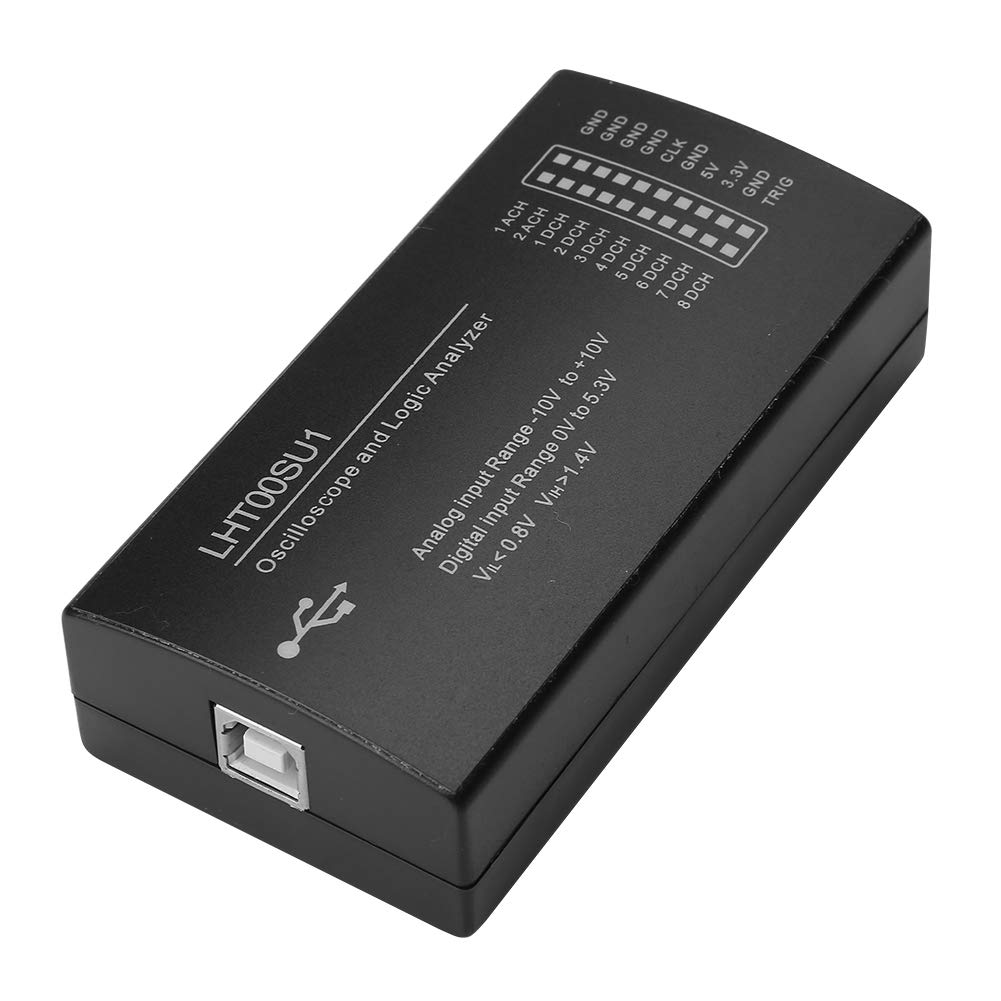 Akozon Virtueller Oszilloskop Logikanalysator LHT00SU1 Multifunktionaler Signalgenerator I2C SPI KANN UART USB Oszilloskop 8 Digitale Kanäle+1 Analogkanal mit Maschine Test Klemmleitung 10 Test Clip von Akozon