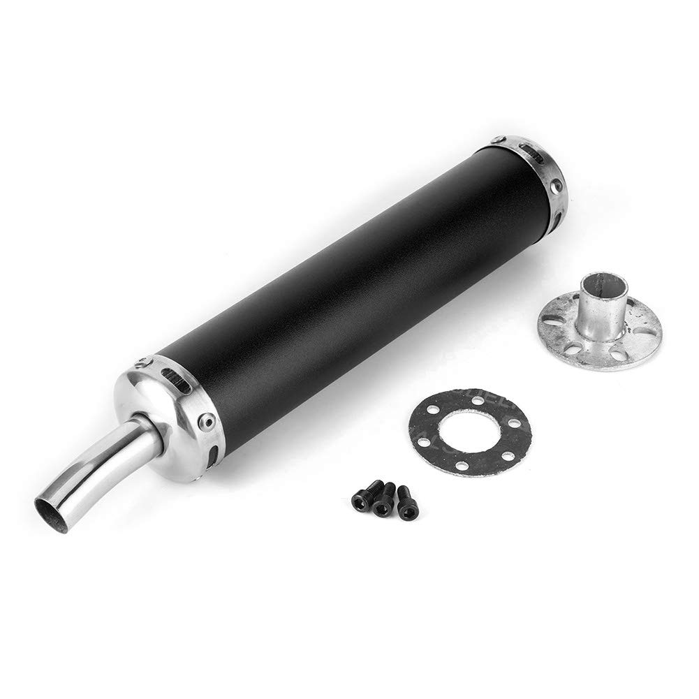 Auspuff, Akozon Schalldämpfer Schalldämpfer 20 mm mit Edelstahl Passend für modifizierte Teile für 2-Takt-Motorrad(Schwarz) von Akozon