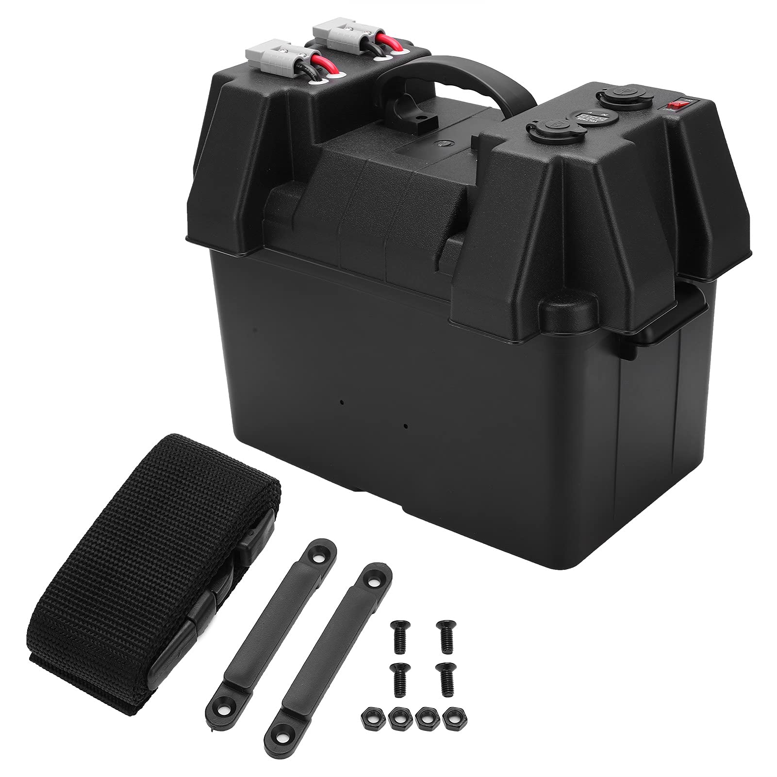 Akozon Batteriebox, Marine Batteriebox Backup Batterie Netzteil Portable Power Station Backup Batterie Box Power Center Portables Marine Zubehör mit Voltmeter Geeignet für Autos Wohnmobil Yachten 12V von Akozon