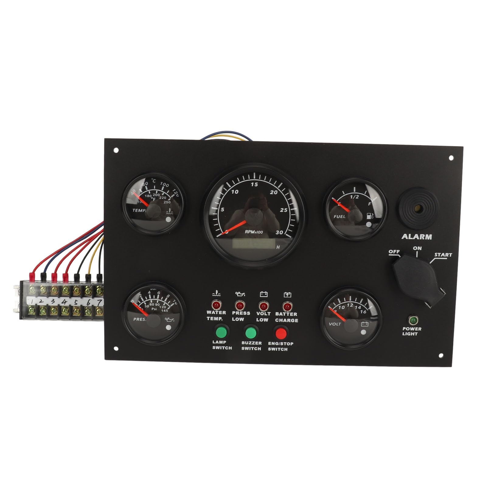 Boots-Armaturenbrett, 300 X 190 Mm, Motor, Boots-Instrumententafel, Wasser, Öltemperatur, Ölstand, Spannung, Drehzahlmesser, 5 Messgeräte, Set für Yachten, Wohnmobile, LKWs, von Akozon