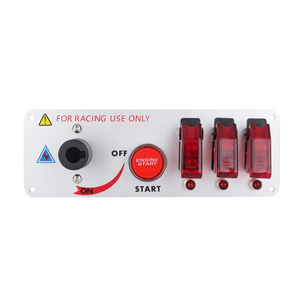 Empfindliche LED-Kippschalter-Panel, 5-in-1 DC 12 V Hochklappbares Zündschalter-Panel, Startknopf, Motorsport-Zündung, Auto-Motor-Startdruckknopf mit FlipUp, Stilvoll für Profis Empfindliche LED-Kippschalter-Panel, 5-in-1 DC 12 V Hochklappbares Zündschalter-Panel, Startknopf, Motorsport-Zündung, Auto-Motor-Startdruckknopf mit FlipUp, Stilvoll für Profis von Akozon