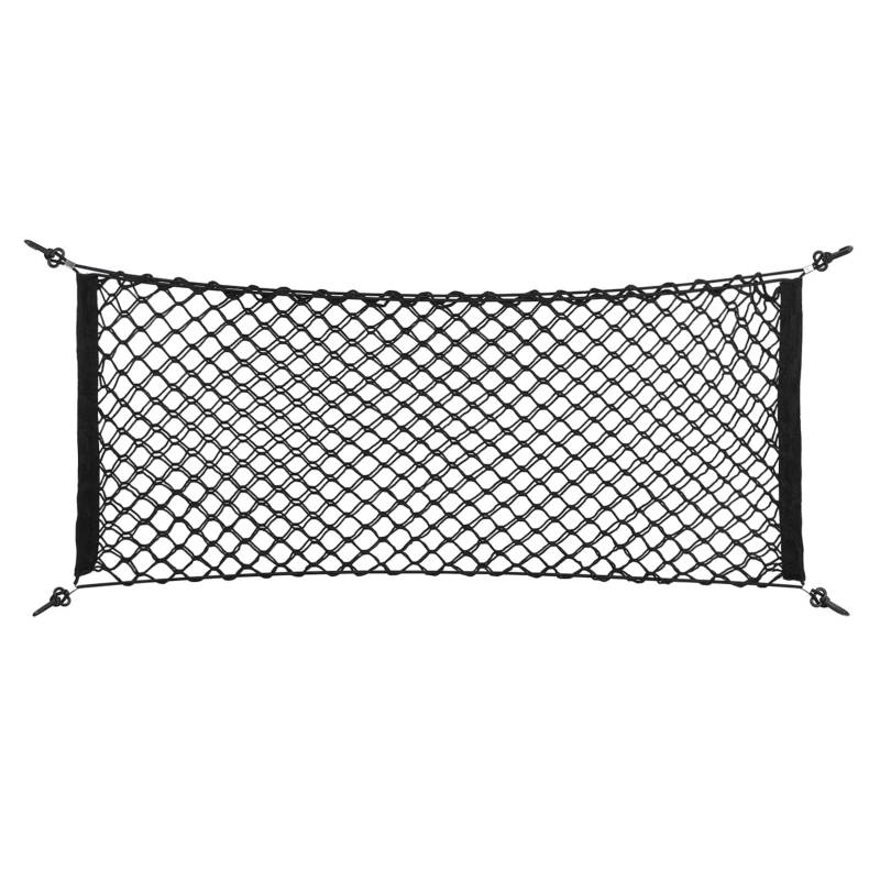 Akozon Filet de Rangement en Nylon Noir 100 x 40 cm für Auto, LKW, Van, SUV mit Haken-Feststellern von Akozon