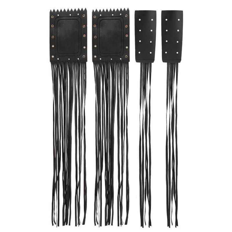 Lederfransen Motorrad, Lenkerquastenabdeckung, 2 Stück Motorrad-Fransengriffabdeckung, 2 Stück Schwarze Universal-L-Abdeckungen Motorrad Fransen Poignee 15 Duty von Akozon