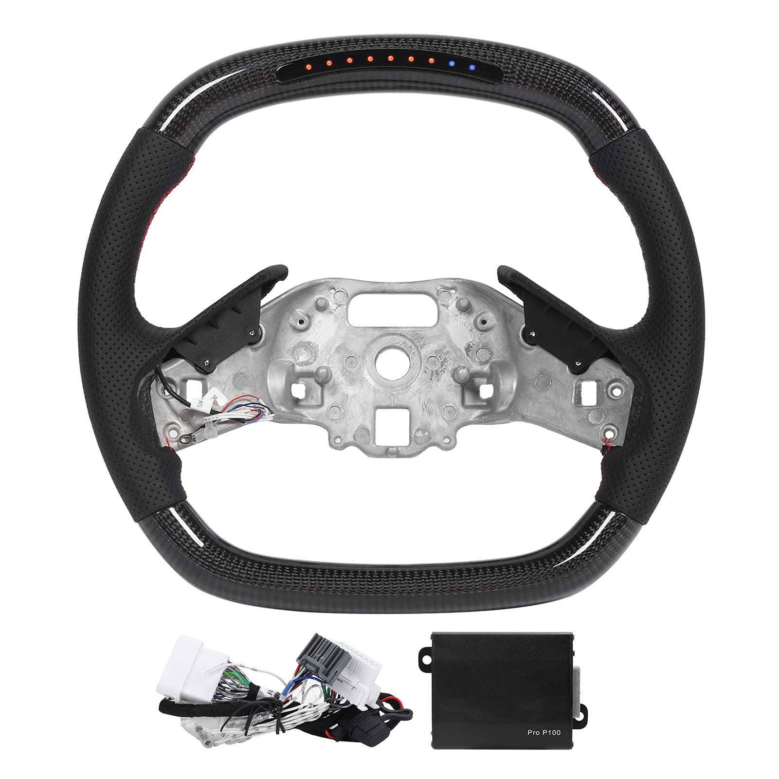 Lenkrad, Lenkräder für Kraftfahrzeuge LED-Schaltlichter aus Kohlefaser Display Lenkrad Perforiertes Leder Passend für Corvette C8 2020-2021 Lenkrad, Lenkräder für Kraftfahrzeuge LED-Schaltlichter aus Kohlefaser Display Lenkrad Perforiertes Leder Passend für Corvette C8 2020-2021 von Akozon