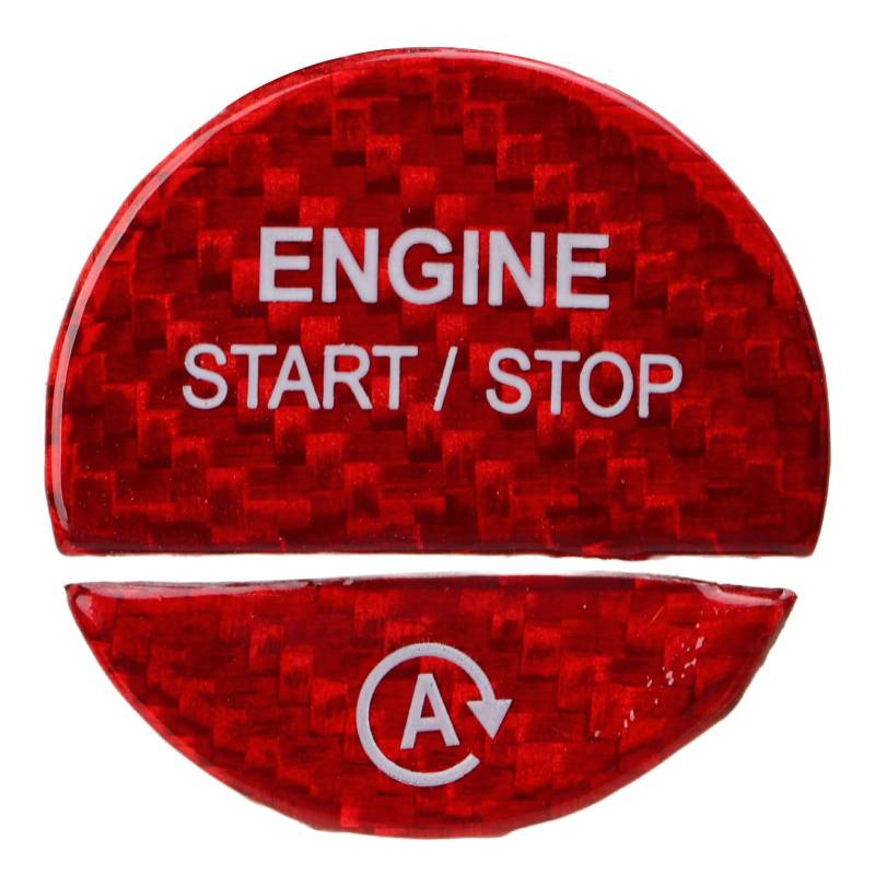 Motor-Start-Stopp-Knopfabdeckung, Kohlefaser-Zündschalter-Knopfverkleidung für S-Klasse W223 2022+ Für C-Klasse W206 2022+(Rot) von Akozon