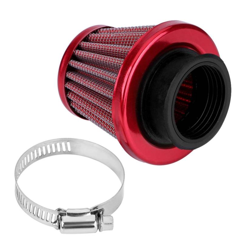 Motorradluftfilter, 37-39 mm Universal-Luftfilter Motoransaugfilter Passend für ATV Quad Pit Motorrad (rot) von Akozon