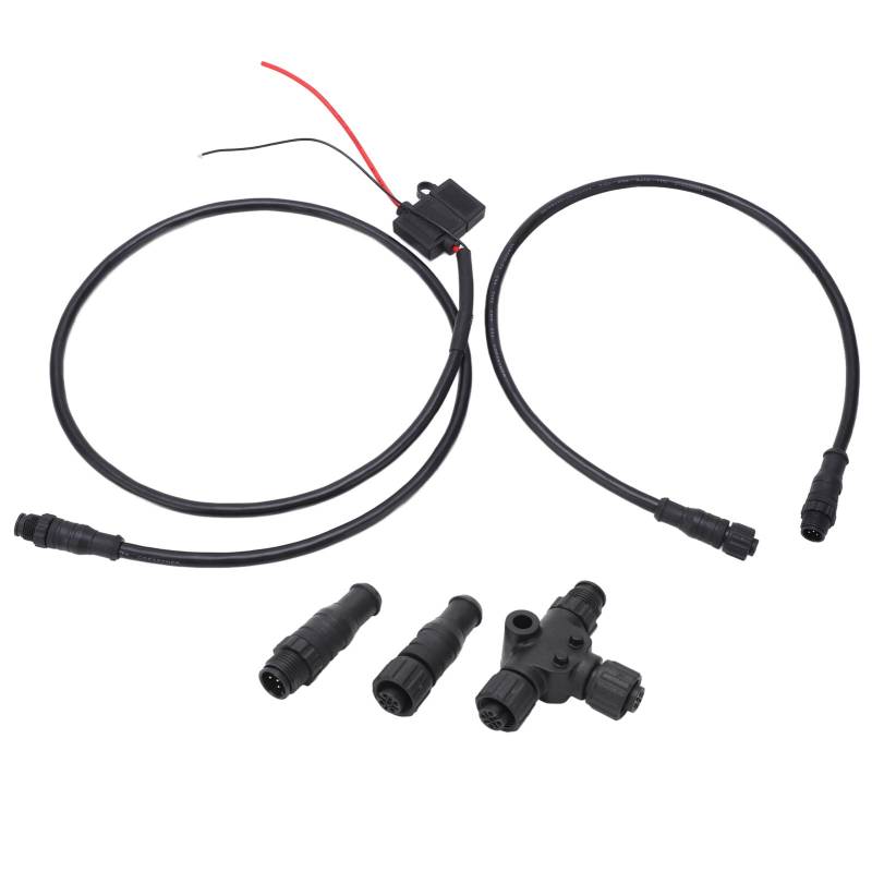 NMEA-Netzwerkstarter, 1 M/39,4 Zoll Marine für NMEA 2000 Starter Kit ABS-Stromkabel mit Sicherung, Männlich, Weiblich, Terminator, T-Anschluss Für Lowrance-Netzwerke von Akozon