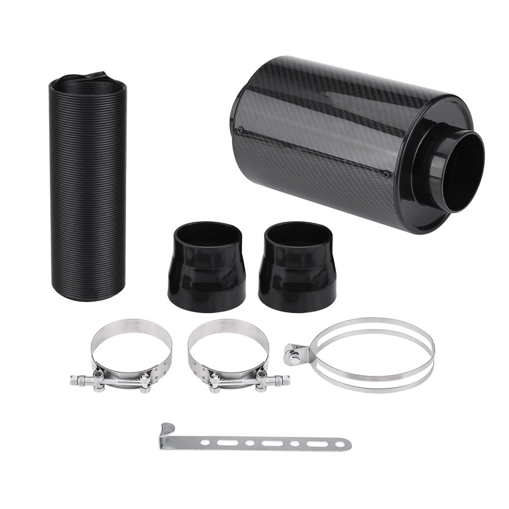 Powersports Luftfilter 76 Mm 3 Zoll Universal-Kohlefaser-Induktions-Ram-Filterbox Kaltluftansaugsystem W Ansaugschlauch 6,4 Hemi Kaltlufteinlass von Akozon