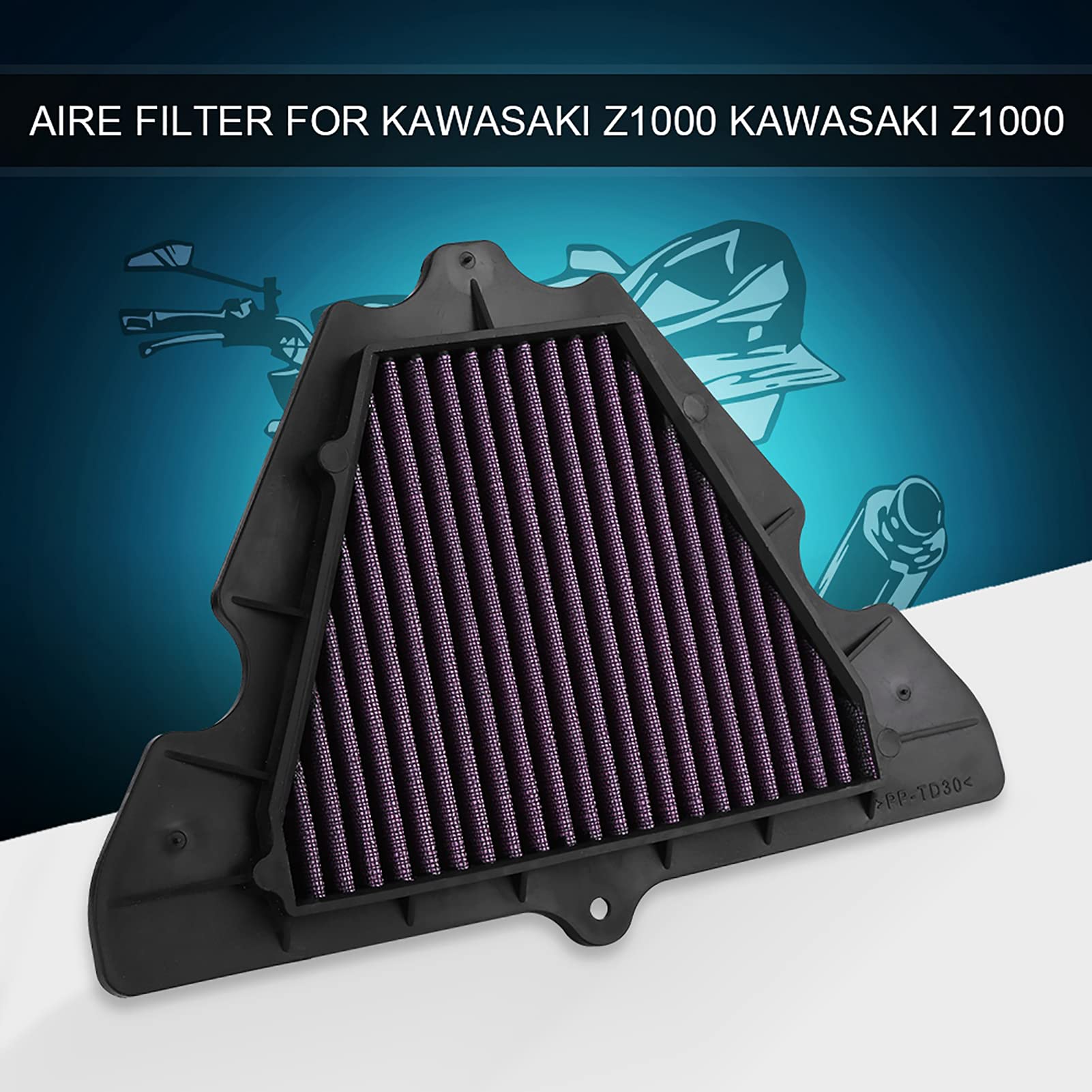Powersports Luftfilter Filter Motorrad Luftfilter Ansaugfilter für Z1000 2011-2016 Versys 1000 2012-2016 Versys 1000 Luftfilter, Kawasaki von Akozon