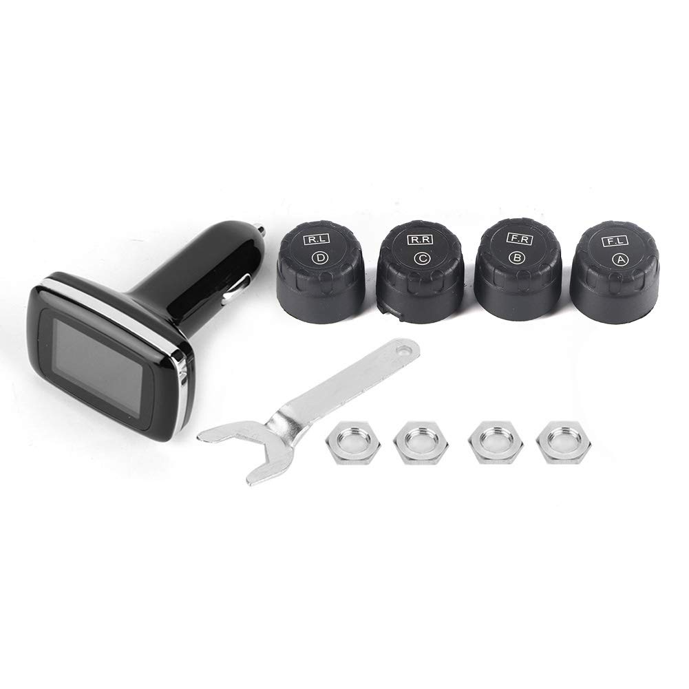 Reminnbor hotbest car tpms + Reifendruckkontrollsystem, TPMS Reifendruckkontrollsystem Zigarettenanzünder mit 4 Externen Sensoren Reminnbor hotbest car tpms + Reifendruckkontrollsystem, TPMS Reifendruckkontrollsystem Zigarettenanzünder mit 4 Externen Sensoren von Akozon
