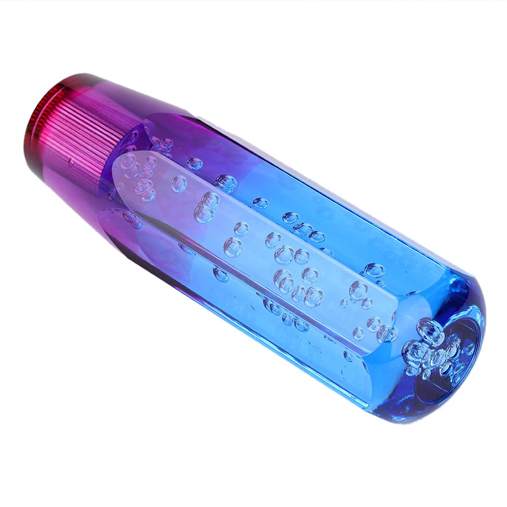 Schaltknäufe Universelle Zweifarbige Kristallblase Schaltknauf Manueller Schalthebelkopf mit 8 Mm 10 Mm Gewindebeschlägen (blau lila) Schaltknauf Kristallverschiebung (Blau Lila) von Akozon