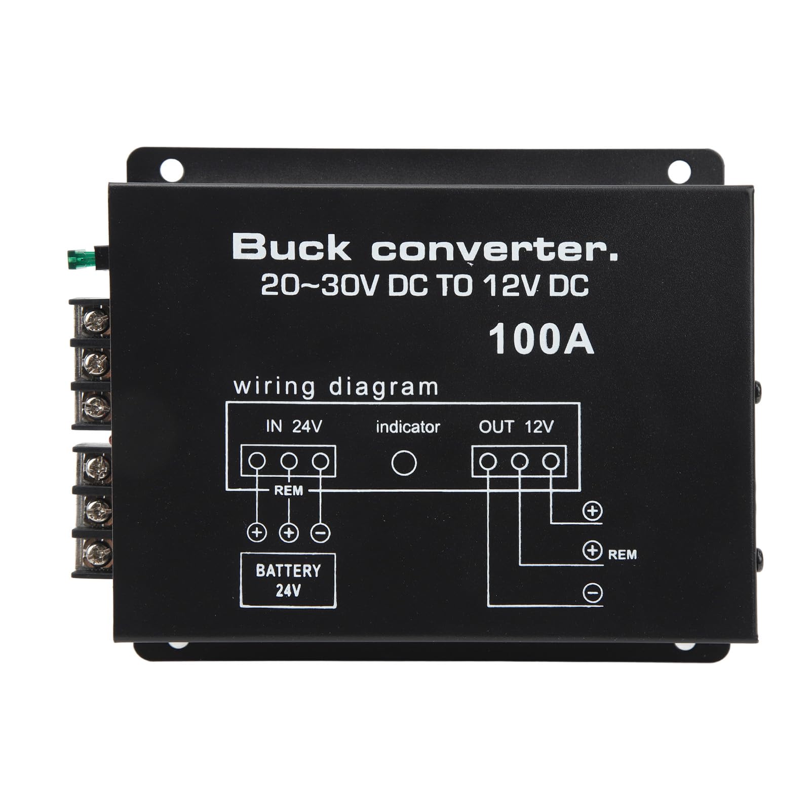 Schwarzer Auto-Stromrichter, 100A Gleichspannungswandler Hochfester Übertemperaturschutz DC 24V auf 12V Konverter für Autokühlschränke von Akozon