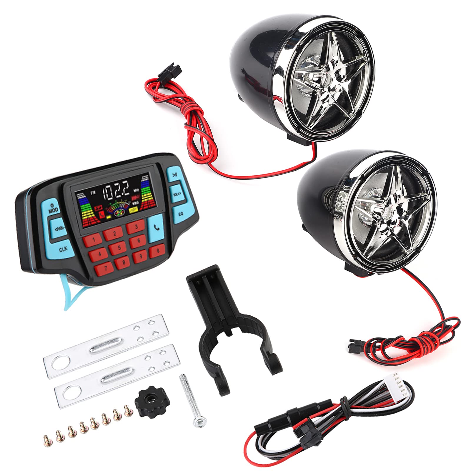 Akozon Wasserdichter Bluetooth-Motorrad-Stereolautsprecher Wasserdichter Motorrad-BT-MP3-Player Audio-Stereo-Lautsprechersystem USB-Speicherkartenträger von Akozon