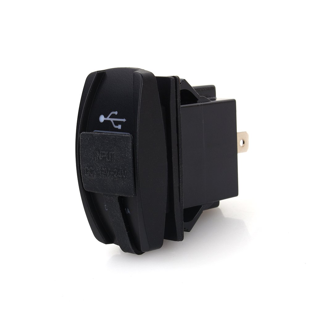 carling DC 12 V-24 V Motorrad Dual Port USB Ladestation, 3.1A Auto Schnellladung USB Ladegerät Wippschalter Stil Blaue LED für Auto, Motorrad, Elektroauto, ATV, Boot Ersatz Zubehörteil carling DC 12 V-24 V Motorrad Dual Port USB Ladestation, 3.1A Auto Schnellladung USB Ladegerät Wippschalter Stil Blaue LED für Auto, Motorrad, Elektroauto, ATV, Boot Ersatz Zubehörteil von Akozon