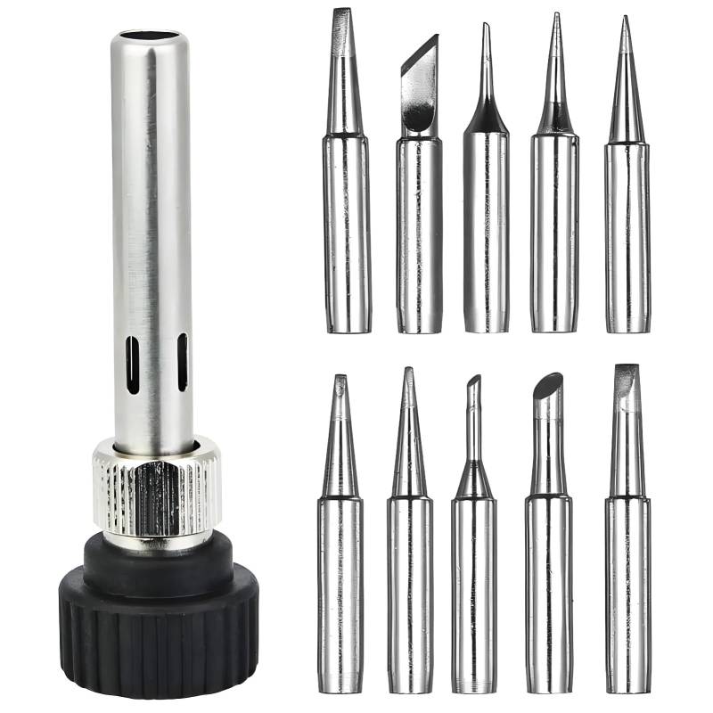 Lötspitzen Lötspitze 10 Stück Lötkolben Spitzen Lötspitzen 900m-T Lötkolbenspitzen Bleifreie Lötkolben Ersatz Lötspitzen Set Soldering Tips Mit Zum Löten Rework Station Tool (Lötspitzen+Haltehülse) von Akozon