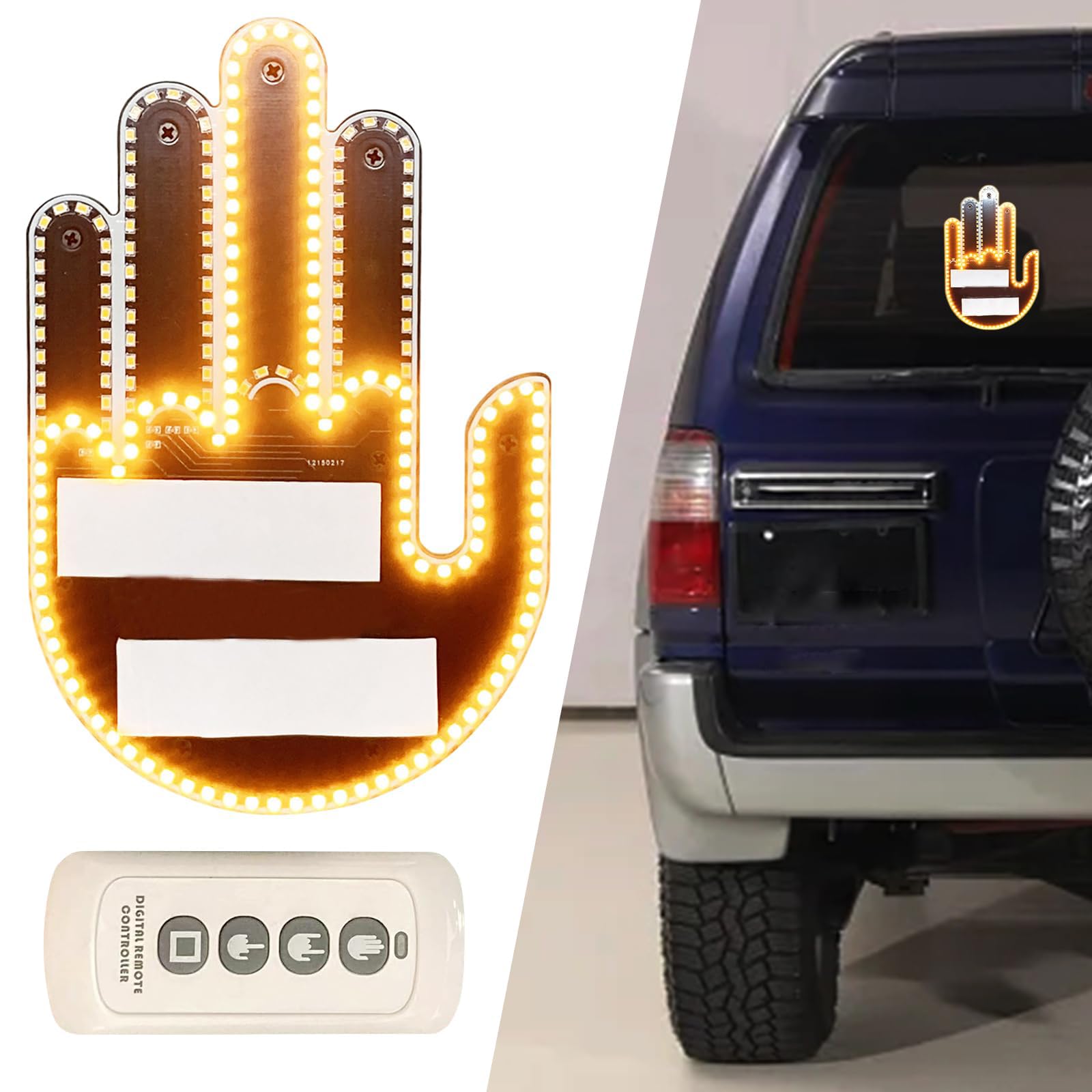 Albumory LED-Mittelfinger-Schild für Auto, Mittelfinger-Licht für Auto,Daumen-Up-Down-Licht, Cooles Auto-Innenlicht,Cooles lustiges Autozubehör von Albumory