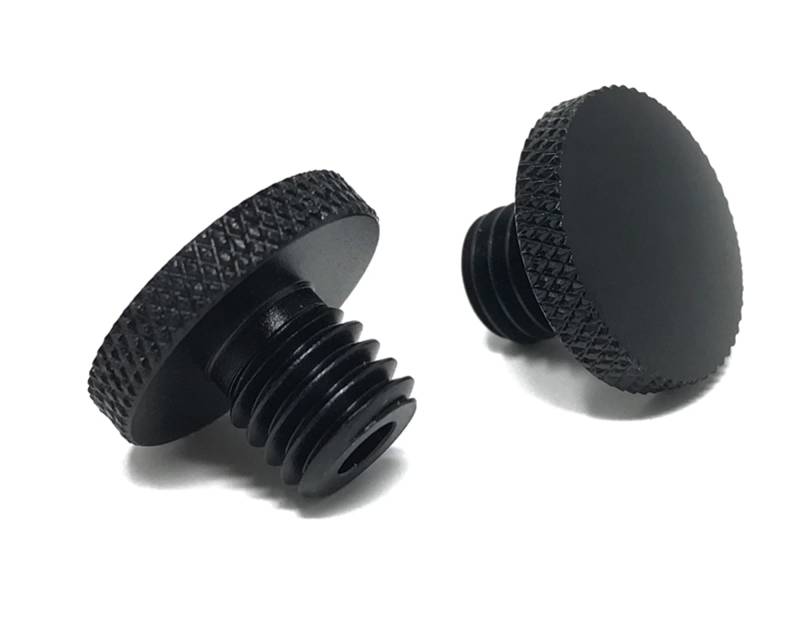 Paar Aluminium Motorrad Spiegel Blindstopfen - Schwarz, Schwarz, 10mm: 1 x clockwise 1 x anticlockwise von Alchemy Parts