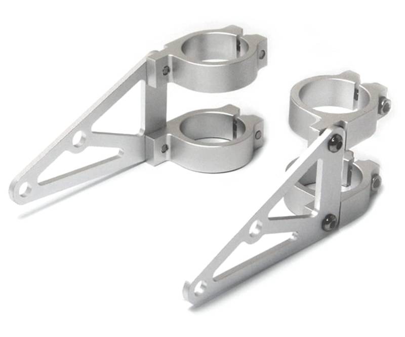52mm 53mm CNC Alu Gebürstet - Silber - Gabel Montiert Motorrad Scheinwerfer-Halter von Alchemy Parts