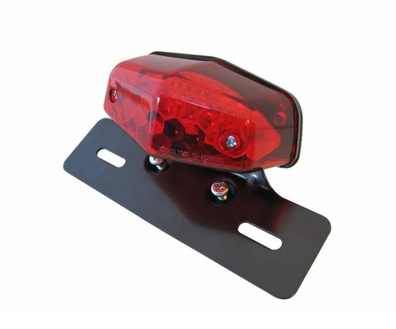 Universal LED Lucas Replik Klassisches Motorrad Rot Linse Schwarz Halterung hinter Stop Rücklicht von Alchemy Parts
