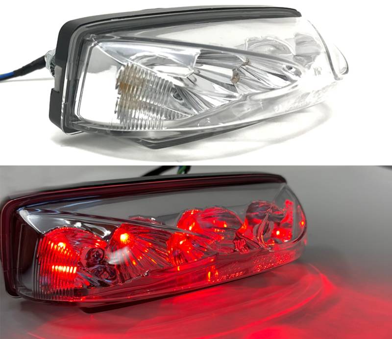 Alchemy Parts Motorrad Brems Rücklicht für Streetfighter, Cafe Racer, Scrambler Projekt - LED, Silber mit klarer Linse, Rot, Mehrfachfunktion, E-geprüft von Alchemy Parts