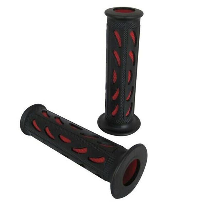 Motorrad Griffe Weiches Silikon Gummi Für 7/8" 22mm Lenker - Schwarz/Rot, Schwarz von Alchemy Parts