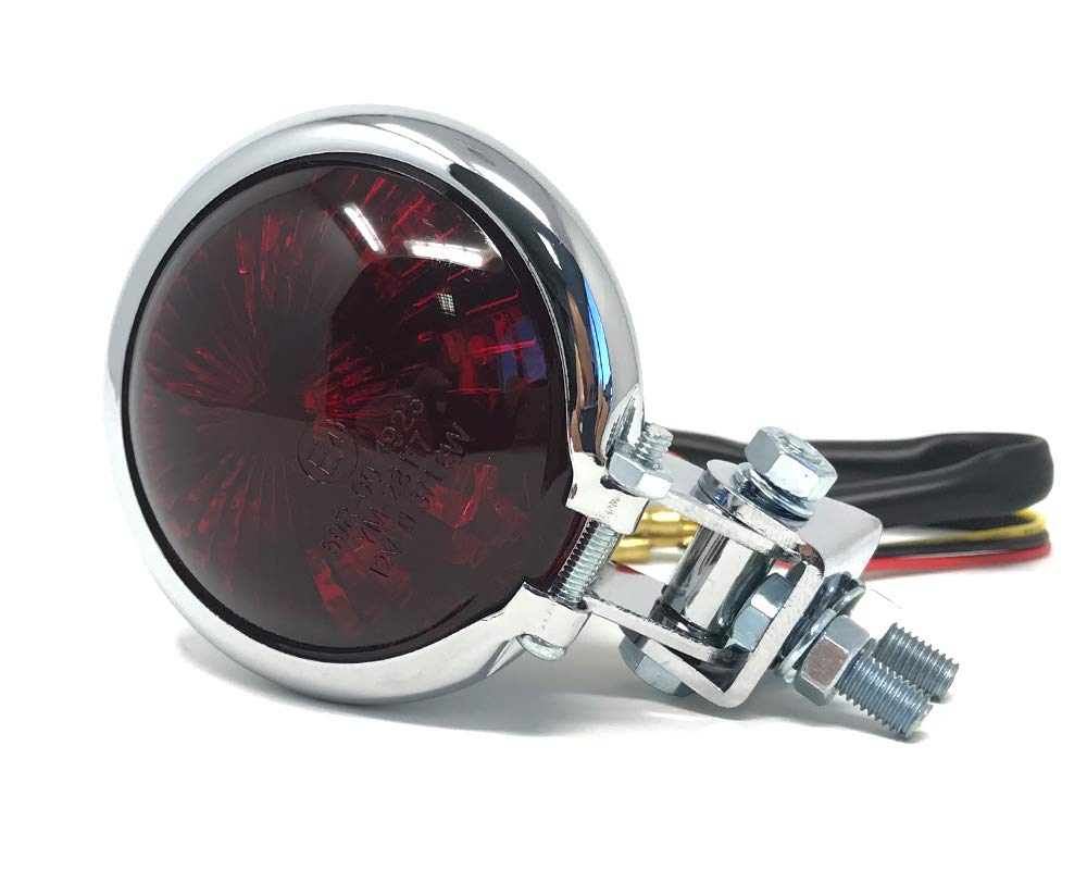 Motorrad LED Stop Rücklicht - Homologated - Chrom mit Rot Gläser für Cafe Racer, Scrambler, Maßgefertigt Projekt von Alchemy Parts