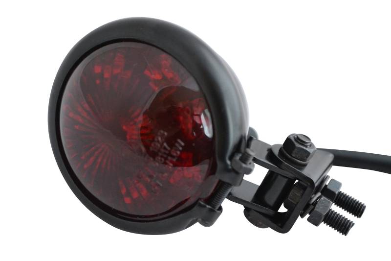 Motorrad LED Stop Rücklicht - Homologated - Glänzend Schwarz mit Rot Gläser für Cafe Racer, Scrambler, Maßgefertigt Projekt von Alchemy Parts