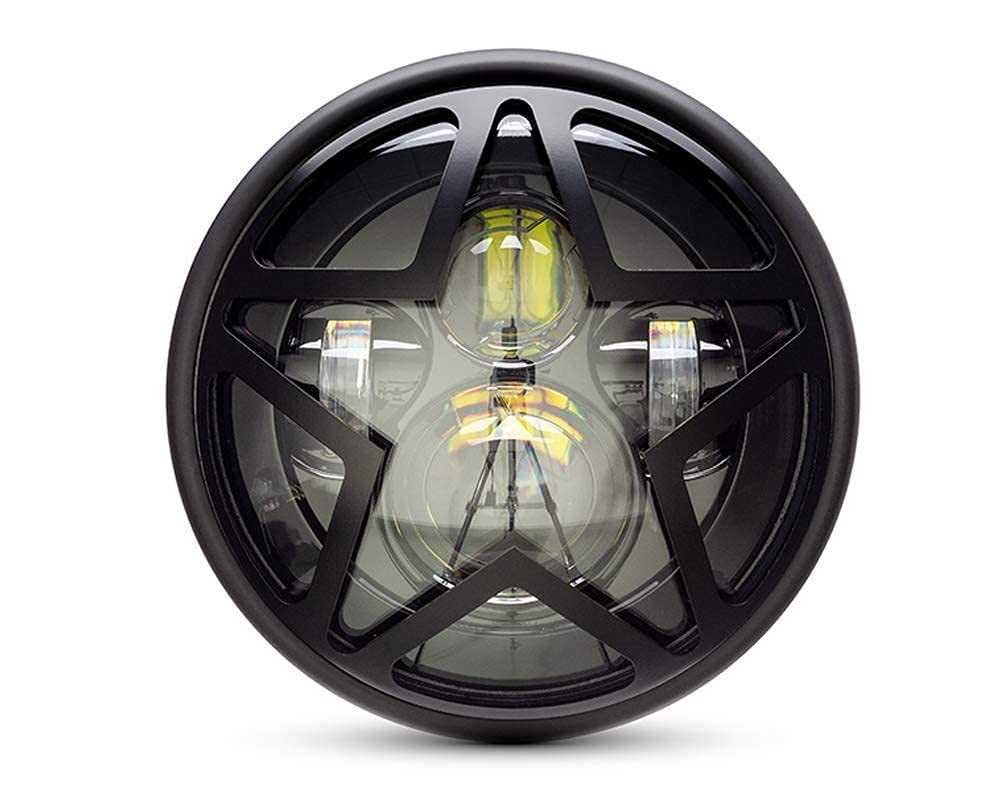 Motorrad Scheinwerfer LED 7.7" Star Design Grill Retro Cafe Racer Streetfighter Chopper von Alchemy Parts