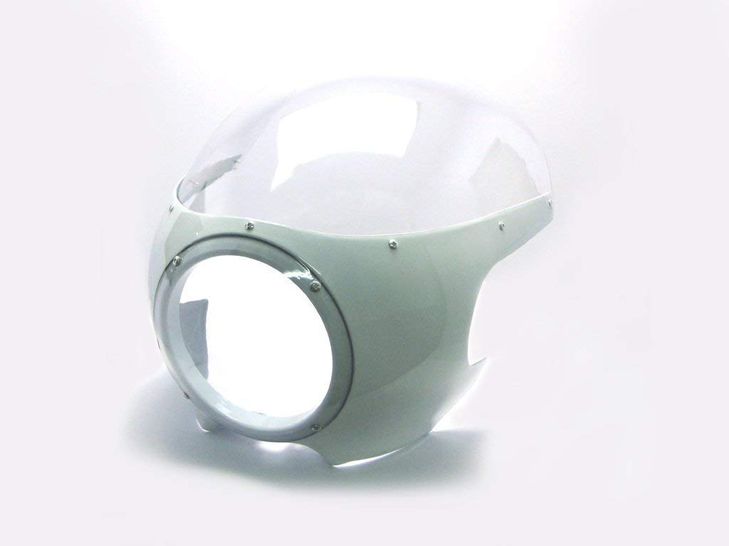 Weiß Universal Klassisch Cafe Racer Scheinwerfer Verkleidung Wasserfall mit Klar Display Weiß Universal Klassisch Cafe Racer Scheinwerfer Verkleidung Wasserfall mit Klar Display von Alchemy Parts