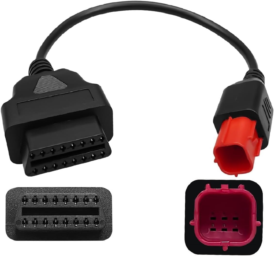 Alchiauto OBD2 OBDII 6-poliger 6-poliger auf 16-poliger Motorrad-OBD-Diagnosekabel, passend für Moto Euro5, 6-poliger Stecker, funktioniert mit Guzzi, Kawasaki, Honda, Suzuki, Yamaha, Harley Davids Alchiauto OBD2 OBDII 6-poliger 6-poliger auf 16-poliger Motorrad-OBD-Diagnosekabel, passend für Moto Euro5, 6-poliger Stecker, funktioniert mit Guzzi, Kawasaki, Honda, Suzuki, Yamaha, Harley Davids von Alchiauto