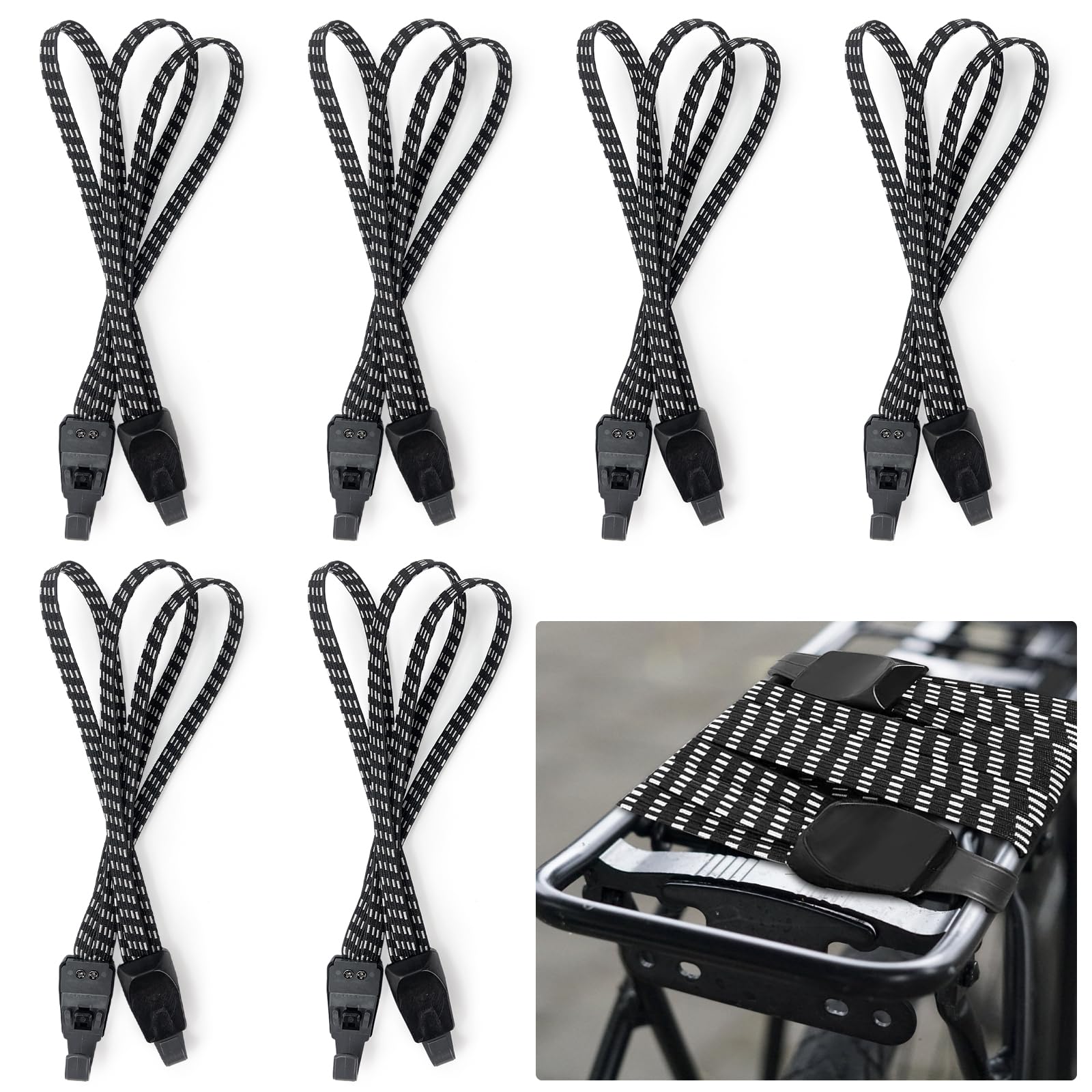 Alethron Gepäckspanner, 6 Stück Spanngurt Fahrrad Gepäckträger Elastisch Fahrrad Gummispanner mit Haken Verstellbar Spanngurte Fahrrad Gepäckträger Spanngurt für Motorrad Rucksack Alethron Gepäckspanner, 6 Stück Spanngurt Fahrrad Gepäckträger Elastisch Fahrrad Gummispanner mit Haken Verstellbar Spanngurte Fahrrad Gepäckträger Spanngurt für Motorrad Rucksack von Alethron