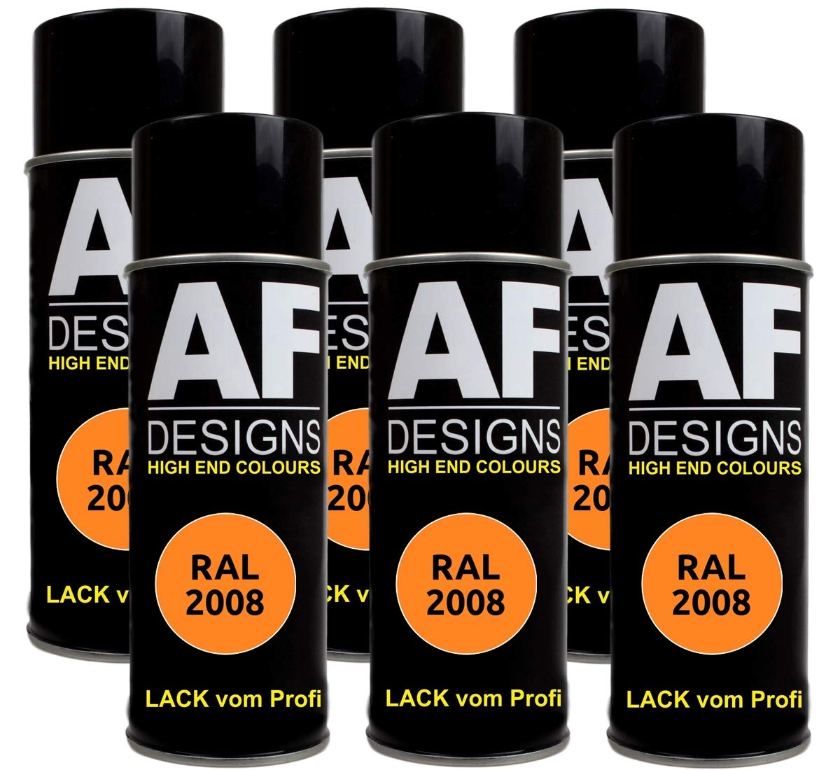 Alex Flittner Designs 6x RAL Lackspray Autolack Buntlack Spraydose RAL2008 HELLROTORANGE matt von Alex Flittner Designs