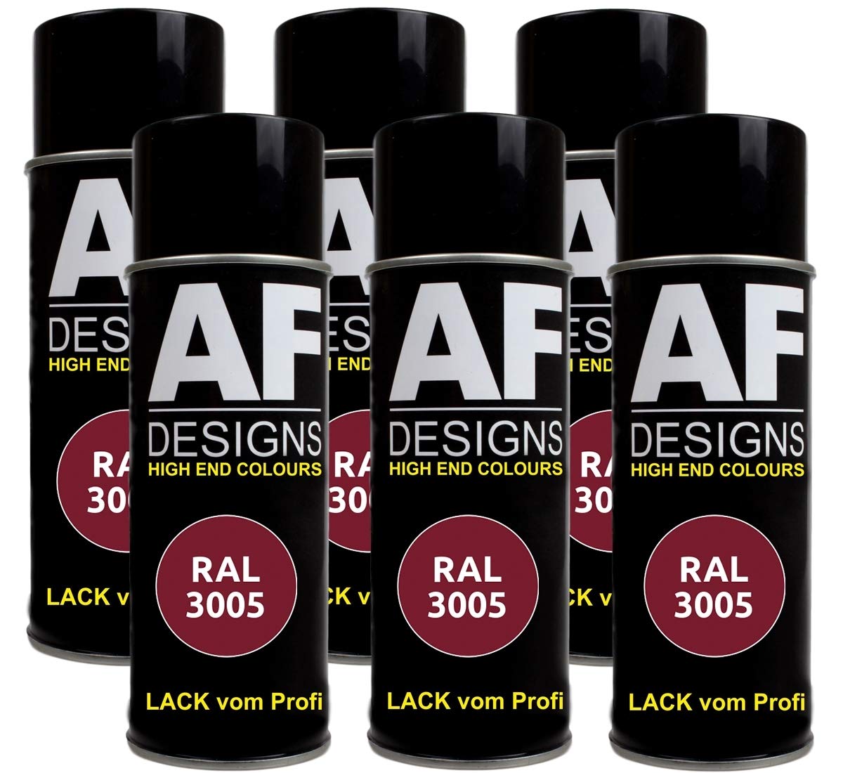 Alex Flittner Designs 6x RAL Lackspray Autolack Buntlack Spraydose RAL3005 WEINROT glänzend von Alex Flittner Designs