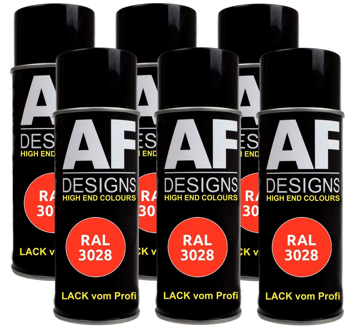6X RAL Lackspray Autolack Buntlack Spraydose RAL3028 REINROT matt von Alex Flittner Designs