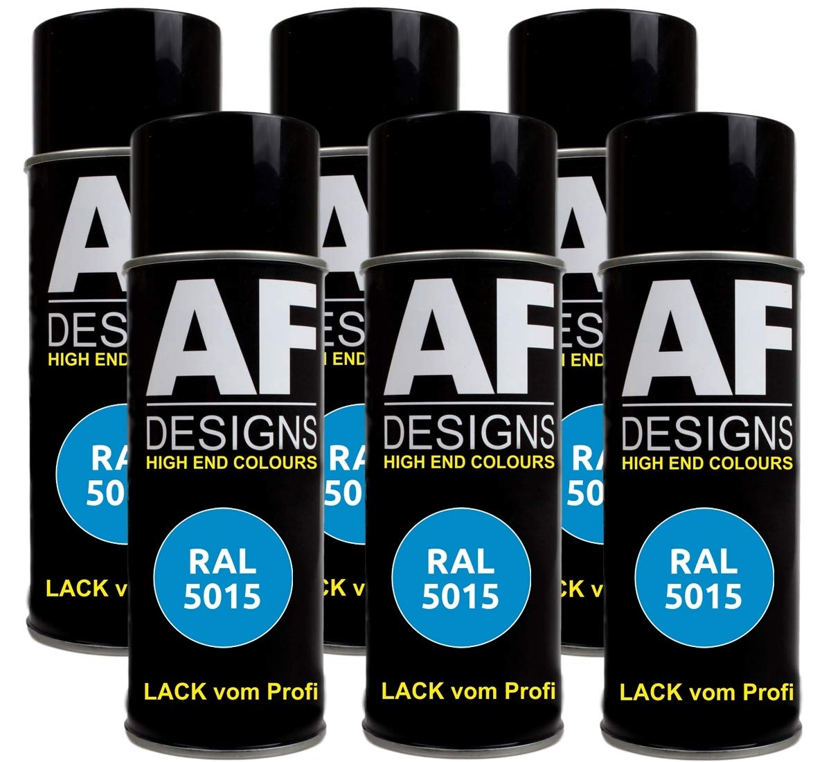 6X RAL Lackspray Autolack Buntlack Spraydose RAL5015 HIMMELBLAU matt von Alex Flittner Designs