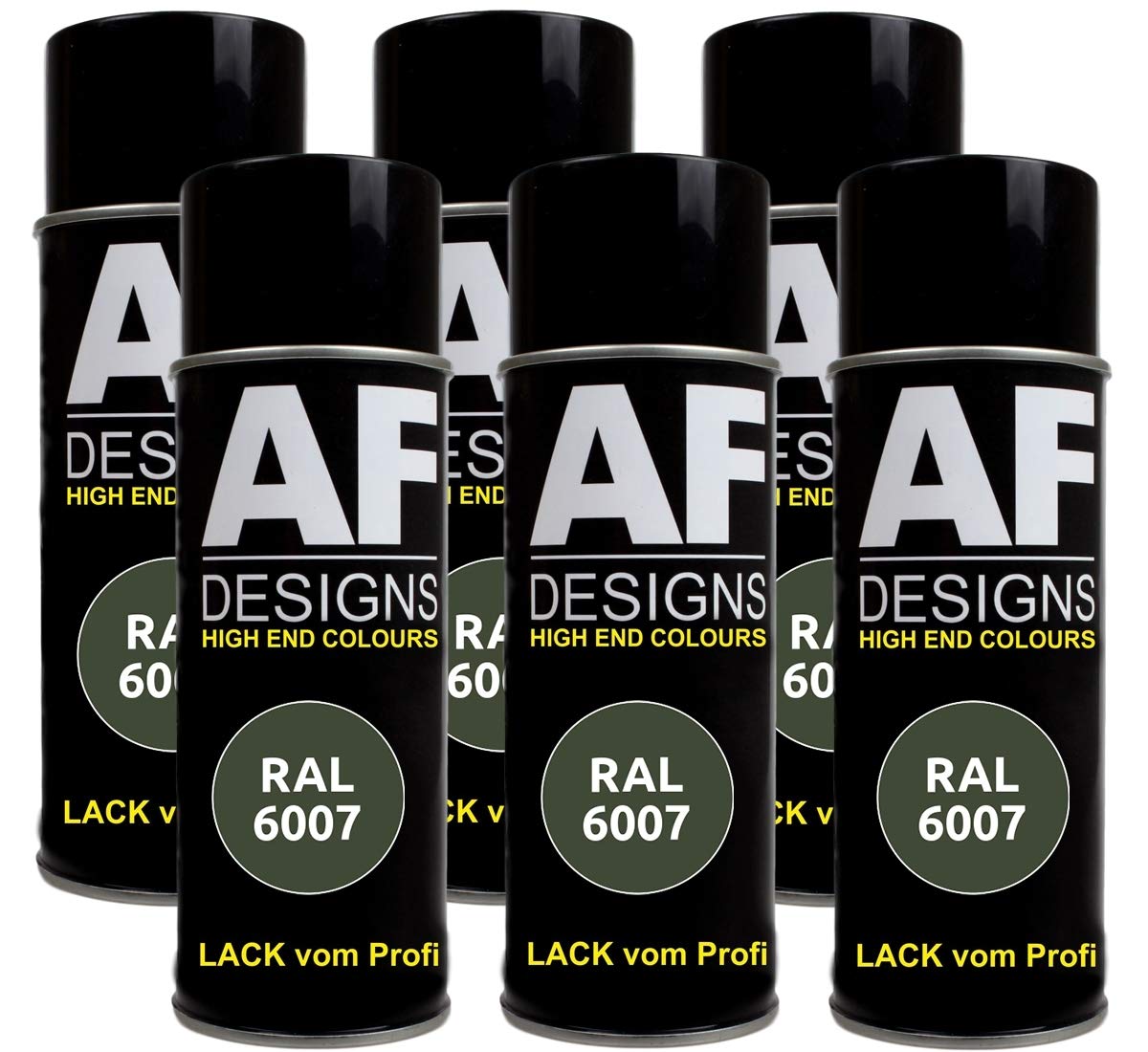 6X RAL Lackspray Autolack Buntlack Spraydose RAL6007 FLASCHENGRUEN stumpfmatt von Alex Flittner Designs
