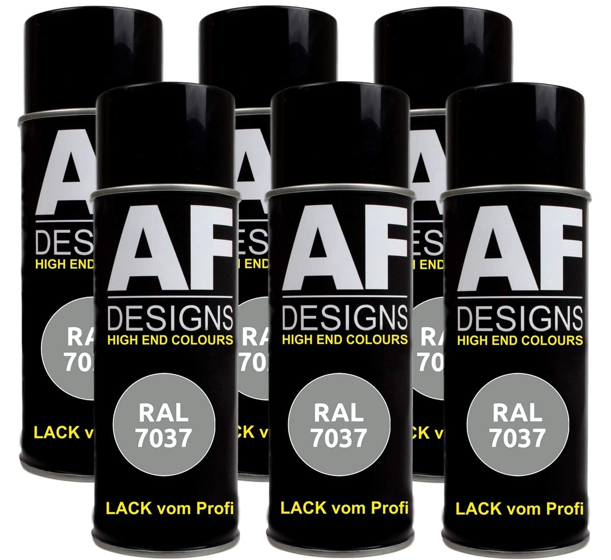 Alex Flittner Designs 6x RAL Lackspray Autolack Buntlack Spraydose RAL7037 STAUBGRAU matt von Alex Flittner Designs