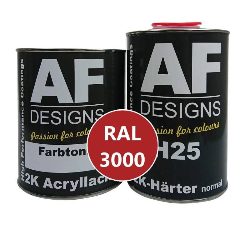 Alex Flittner Designs 2K Acryl Lack Autolack 1,5kg Set RAL 3000 FEUERROT glänzend incl. Härter von Alex Flittner Designs