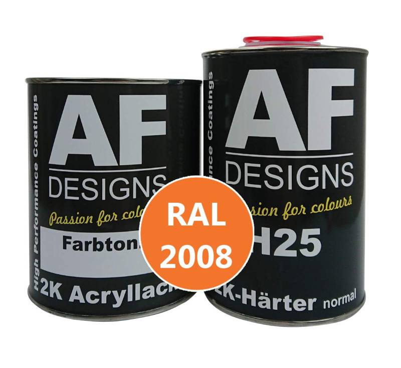 Alex Flittner Designs 2K Acryl Lack Autolack 3 kg Set RAL 2008 HELLROTORANGE glänzend incl. Härter von Alex Flittner Designs