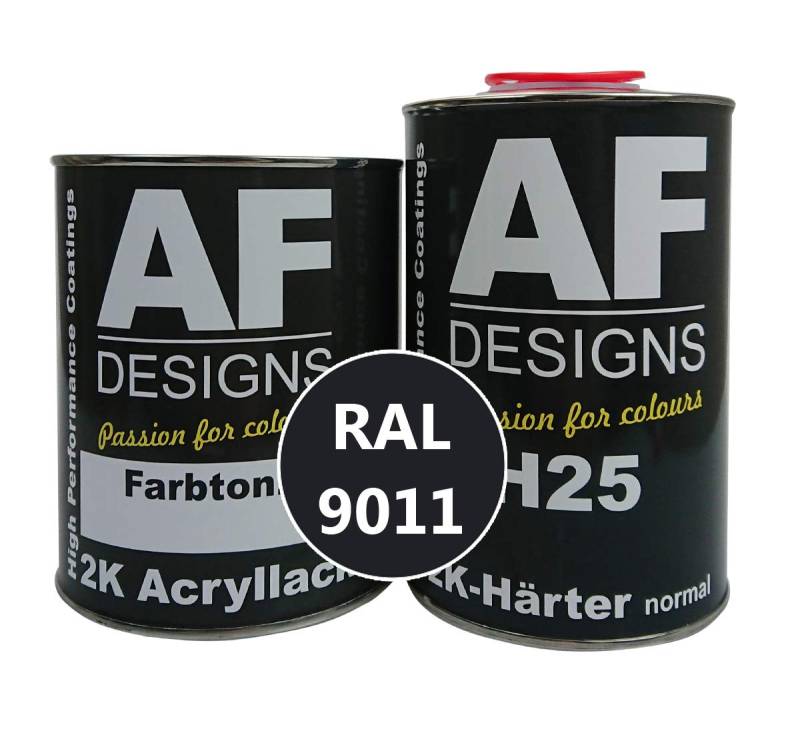 Alex Flittner Designs 2K Acryl Lack Autolack 3 kg Set RAL 9011 GRAPHITSCHWARZ glänzend incl. Härter von Alex Flittner Designs