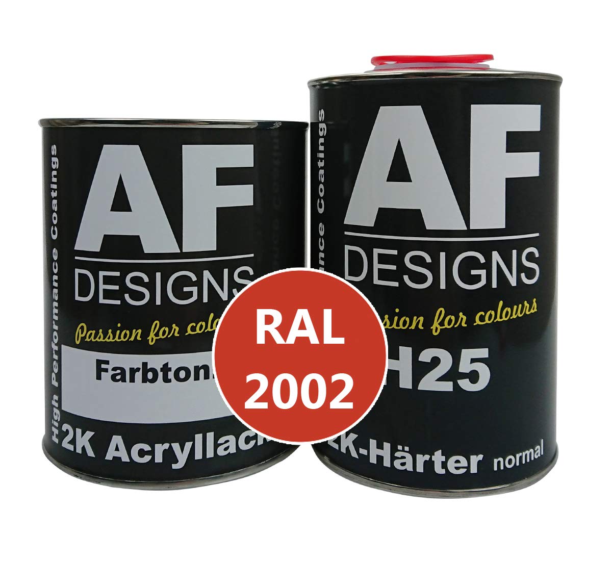 Alex Flittner Designs 2K Acryl Lack Autolack 4,5 kg Set RAL 2002 BLUTORANGE glänzend incl. Härter von Alex Flittner Designs