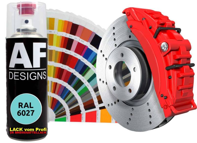 Alex Flittner Designs 2K Bremssattellack RAL Spraydose hitzebeständig 300° Bremssattelfarbe Hochwertiger Lack für Bremssättel, Bremsen und Autozubehör - 400 ml (RAL6027 LICHTGRUEN) von Alex Flittner Designs