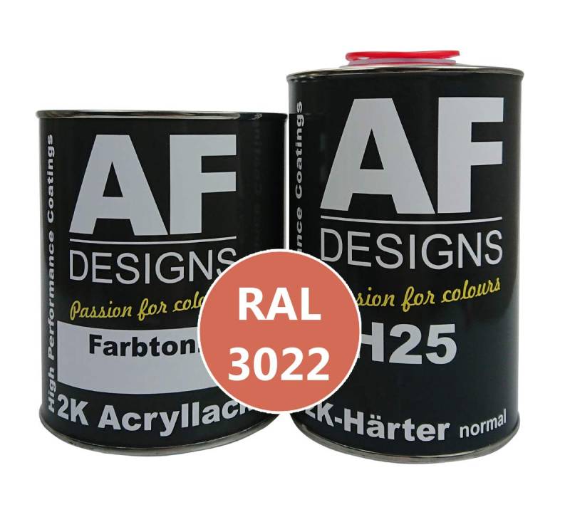 Alex Flittner Designs 2K Lack 1,5kg Set RAL 3022 LACHSROT stumpfmatt Holz Maschinen Industrielack LKW NFZ von Alex Flittner Designs