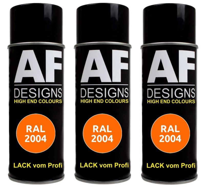 Alex Flittner Designs 3X RAL Lackspray Autolack Buntlack Spraydose RAL2004 REINORANGE matt von Alex Flittner Designs