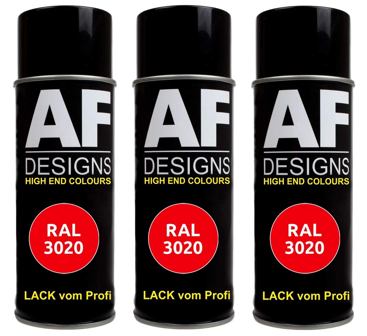 Alex Flittner Designs 3X RAL Lackspray Autolack Buntlack Spraydose RAL3020 VERKEHRSROT matt von Alex Flittner Designs