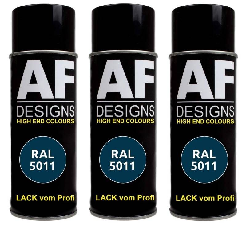 Alex Flittner Designs 3x RAL Lackspray Autolack Buntlack Spraydose RAL5011 STAHLBLAU glänzend von Alex Flittner Designs