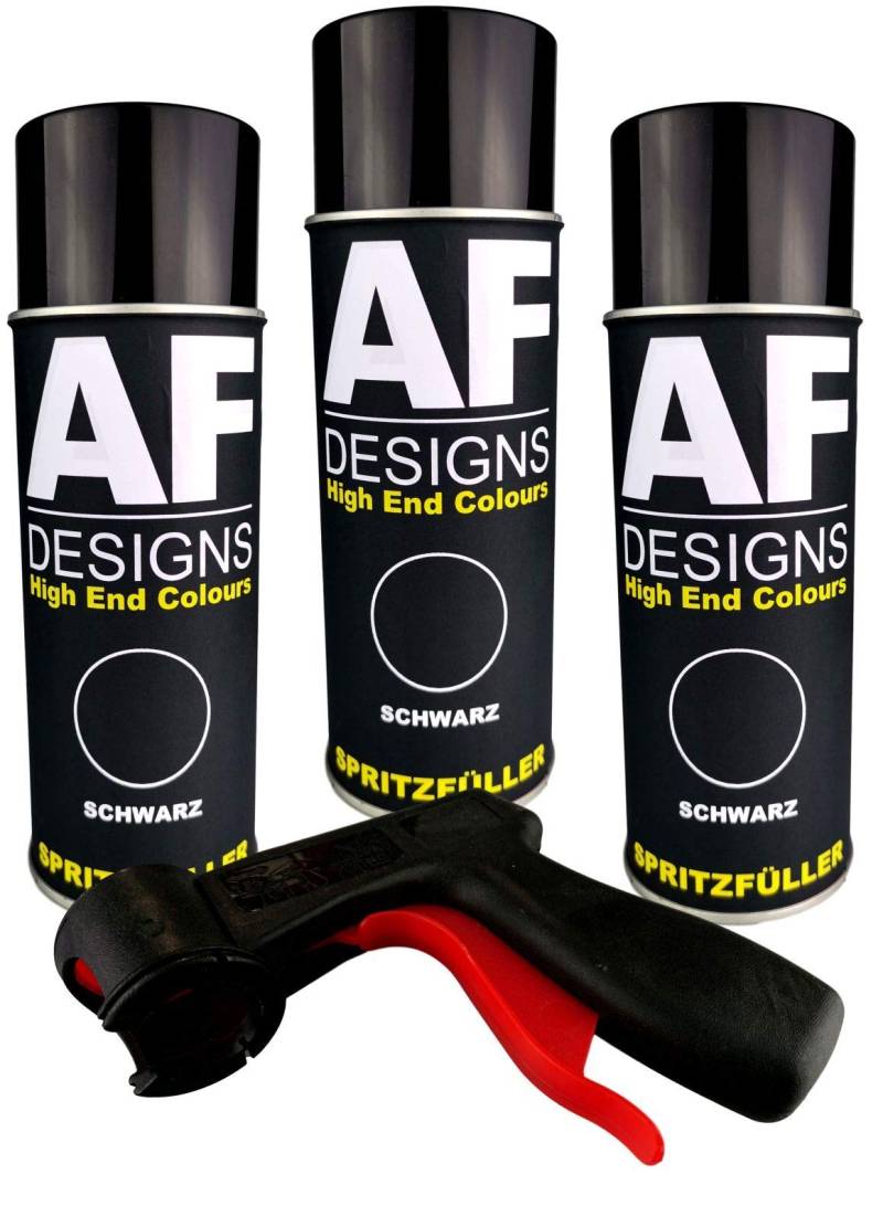 Alex Flittner Designs 3X Spritzfüller Spritzspachtel Spraydose schwarz Dickschicht Füller Autolack Grundierung Filler Primer Haftgrund +Spraydosengriff von Alex Flittner Designs